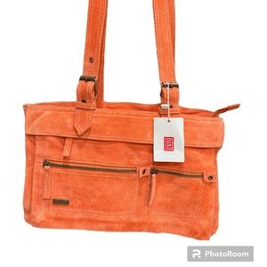 Stefanel orange leather suede bag, new with tag!